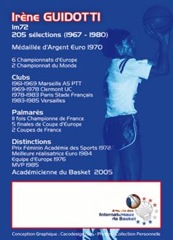 2013 Amicale des Internationaux de Basket Légendes du Basket Français: Série 2 #NNO Irène Guidotti Back