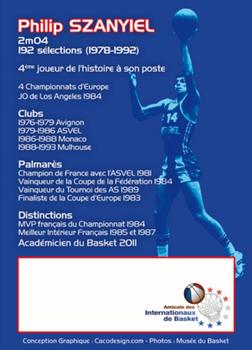 2013 Amicale des Internationaux de Basket Légendes du Basket Français: Série 2 #NNO Philip Szanyiel Back