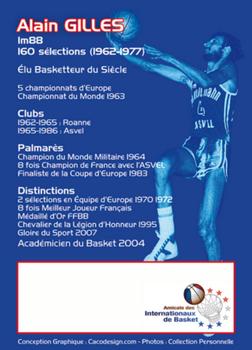 2014 Amicale des Internationaux de Basket Légendes du Basket Français: Série 3 #NNO Alain Gilles Back