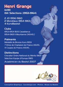 2018 Amicale des Internationaux de Basket Légendes du Basket Français: Série 6 #NNO Henri Grange Back