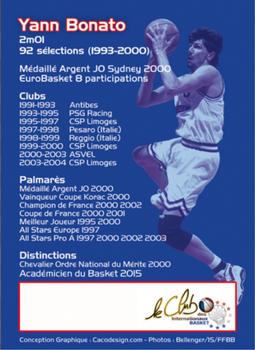 2018 Amicale des Internationaux de Basket Légendes du Basket Français: Série 6 #NNO Yann Bonato Back