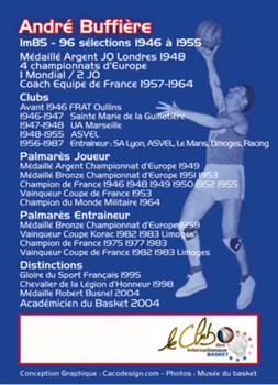 2019 Amicale des Internationaux de Basket Légendes du Basket Français: Série 7 #NNO André Buffière Back