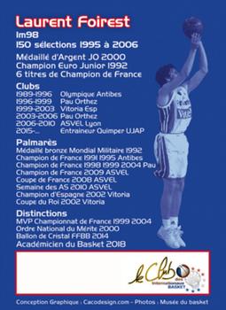 2019 Amicale des Internationaux de Basket Légendes du Basket Français: Série 7 #NNO Laurent Foirest Back
