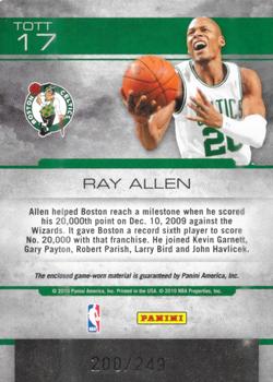 2009-10 Panini Absolute Memorabilia - Tools of the Trade Materials Red #TOTT17 Ray Allen Back