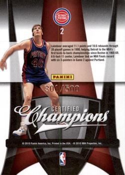 2009-10 Panini Certified - Champions #2 Bill Laimbeer Back