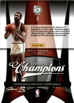 2009-10 Panini Certified - Champions Red #3 Bill Russell Back