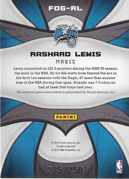 2009-10 Panini Certified - Fabric of the Game #FOG-RL Rashard Lewis Back