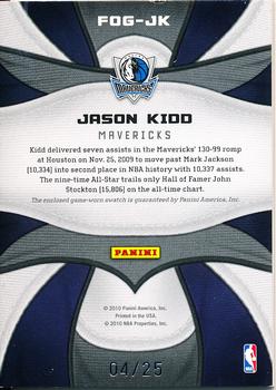 2009-10 Panini Certified - Fabric of the Game Jersey Number Prime #FOG-JK Jason Kidd Back