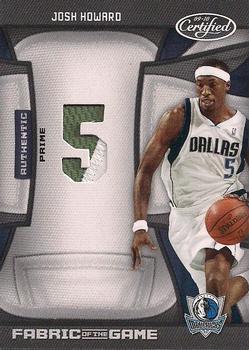 2009-10 Panini Certified - Fabric of the Game Jersey Number Prime #FOG-JH Josh Howard Front