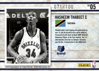 2009-10 Panini Certified - Imports Blue #05 Hasheem Thabeet Back