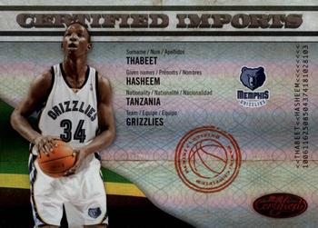 2009-10 Panini Certified - Imports Red #05 Hasheem Thabeet Front