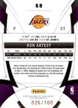2009-10 Panini Certified - Mirror Blue #68 Ron Artest Back