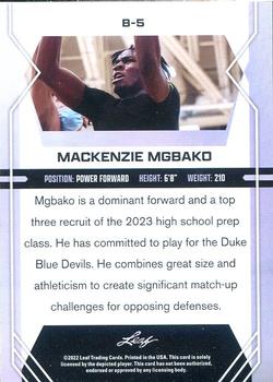 2022-23 Leaf Draft #B-5 Mackenzie Mgbako Back