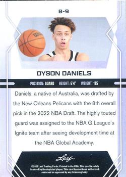 2022-23 Leaf Draft #B-9 Dyson Daniels Back