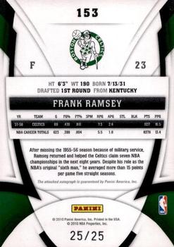 2009-10 Panini Certified - Mirror Gold Signatures #153 Frank Ramsey Back