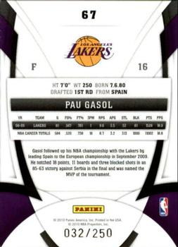 2009-10 Panini Certified - Mirror Red #67 Pau Gasol Back