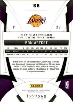 2009-10 Panini Certified - Mirror Red #68 Ron Artest Back