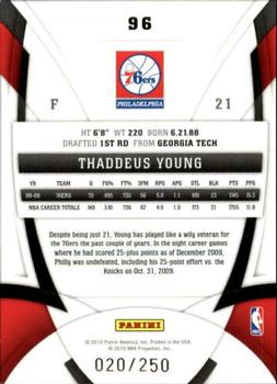 2009-10 Panini Certified - Mirror Red #96 Thaddeus Young Back