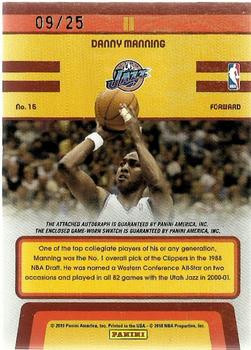 2009-10 Panini Classics - Blast From The Past Jerseys Prime Signatures #11 Danny Manning Back