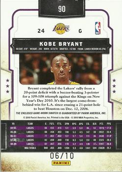 2009-10 Panini Classics - Timeless Threads Prime #90 Kobe Bryant Back