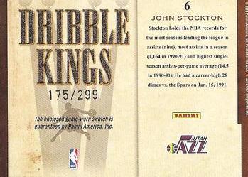 2009-10 Panini Court Kings - Dribble Kings Materials #6 John Stockton Back