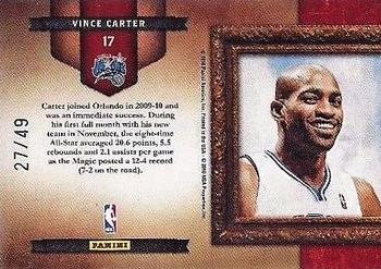 2009-10 Panini Court Kings - Gallery of Stars Silver #17 Vince Carter Back