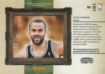 2009-10 Panini Court Kings - Portraits Materials #10 Tony Parker Back