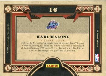 2009-10 Panini Crown Royale - Living Legends #16 Karl Malone Back