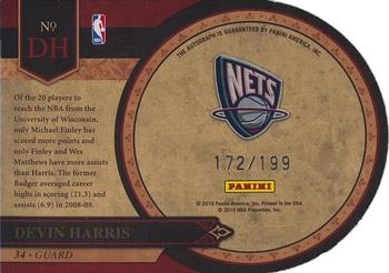 2009-10 Panini Crown Royale - Majestic Signatures #DH Devin Harris Back