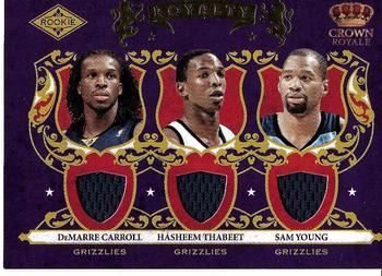 2009-10 Panini Crown Royale - Rookie Royalty Materials #9 DeMarre Carroll / Hasheem Thabeet / Sam Young Front