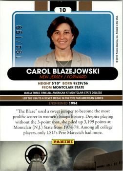 2010 Panini Hall of Fame - Black Border #10 Carol Blazejowski Back
