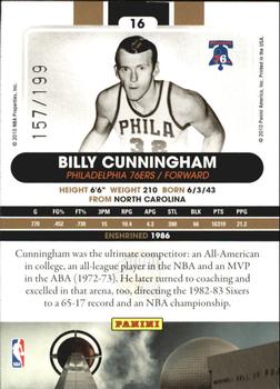 2010 Panini Hall of Fame - Black Border #16 Billy Cunningham Back