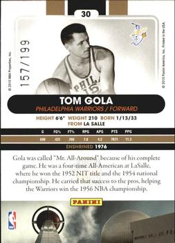 2010 Panini Hall of Fame - Black Border #30 Tom Gola Back
