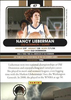 2010 Panini Hall of Fame - Black Border #47 Nancy Lieberman Back