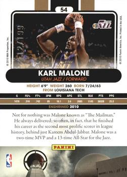 2010 Panini Hall of Fame - Black Border #54 Karl Malone Back