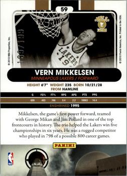 2010 Panini Hall of Fame - Black Border #59 Vern Mikkelsen Back