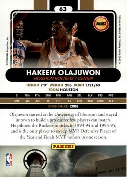 2010 Panini Hall of Fame - Black Border #63 Hakeem Olajuwon Back