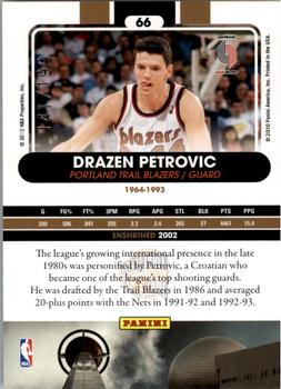 2010 Panini Hall of Fame - Black Border #66 Drazen Petrovic Back