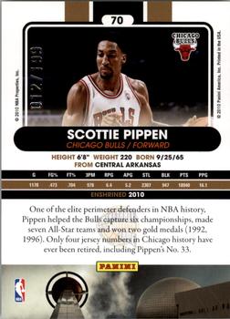 2010 Panini Hall of Fame - Black Border #70 Scottie Pippen Back