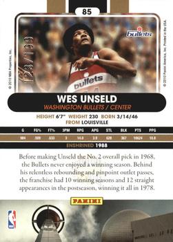2010 Panini Hall of Fame - Black Border #85 Wes Unseld Back