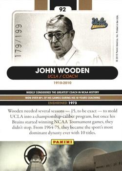 2010 Panini Hall of Fame - Black Border #92 John Wooden Back