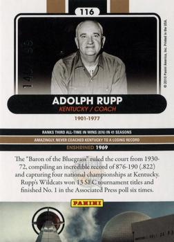 2010 Panini Hall of Fame - Black Border #116 Adolph Rupp Back