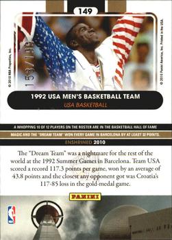 2010 Panini Hall of Fame - Black Border #149 1992 USA Men's Olympic Basketball Team Back