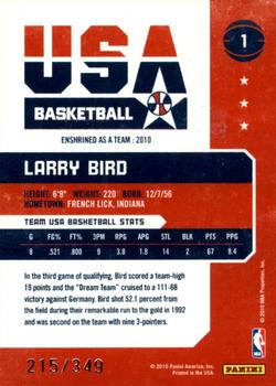 2010 Panini Hall of Fame - Dream Team #1 Larry Bird Back