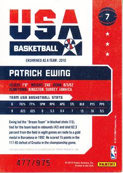 2010 Panini Hall of Fame - Dream Team Game Threads #7 Patrick Ewing Back