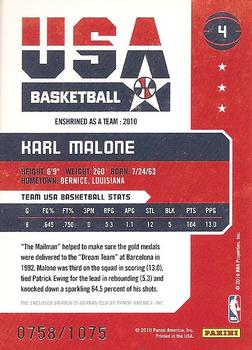 2010 Panini Hall of Fame - Dream Team Game Threads #4 Karl Malone Back