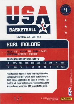 2010 Panini Hall of Fame - Dream Team Marble #4 Karl Malone Back