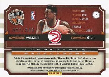 2010 Panini Hall of Fame - Famed Fabrics #7 Dominique Wilkins Back