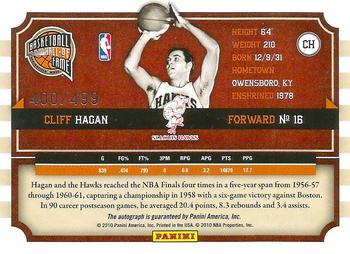 2010 Panini Hall of Fame - Famed Signatures #CH Cliff Hagan Back
