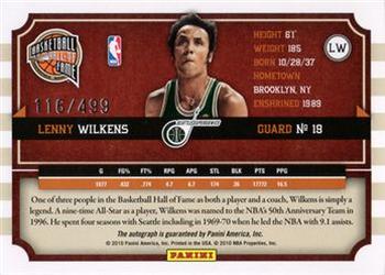 2010 Panini Hall of Fame - Famed Signatures #LW Lenny Wilkens Back